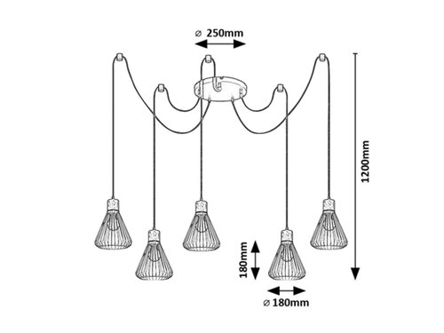 3150 Farfalle Indusztriális fekete Függeszték