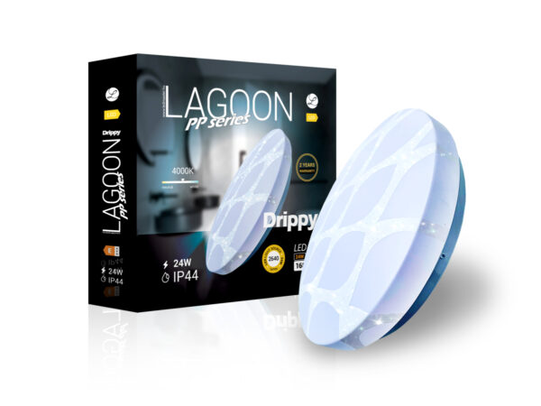 Lagoon PP series Drippy 24 W-os 390 mm kerek natúr fehér mennyezeti lámpa IP44-es védettségű