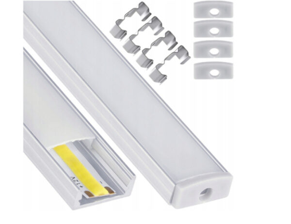 Berge felületre szerelhető alumínium aluprofil, opál fedéllel, 2 méteres szál