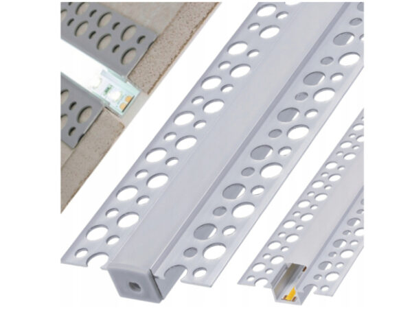 Berge gipszkartonba süllyeszthető alumínium profil opál fedéllel, 12mm, 2 méteres szál