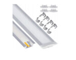 Berge süllyesztett alumínium aluprofil, opál fedéllel, 2 méteres szál