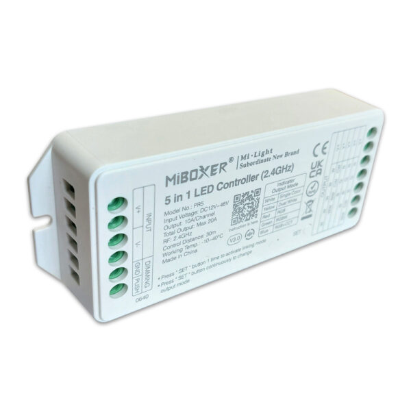 MiBoxer 5 Az 1-Ben Dimmer/CCT/RGB/RGBW/RGB+CCT Led Zóna Vezérlõ DC12-48V 20A