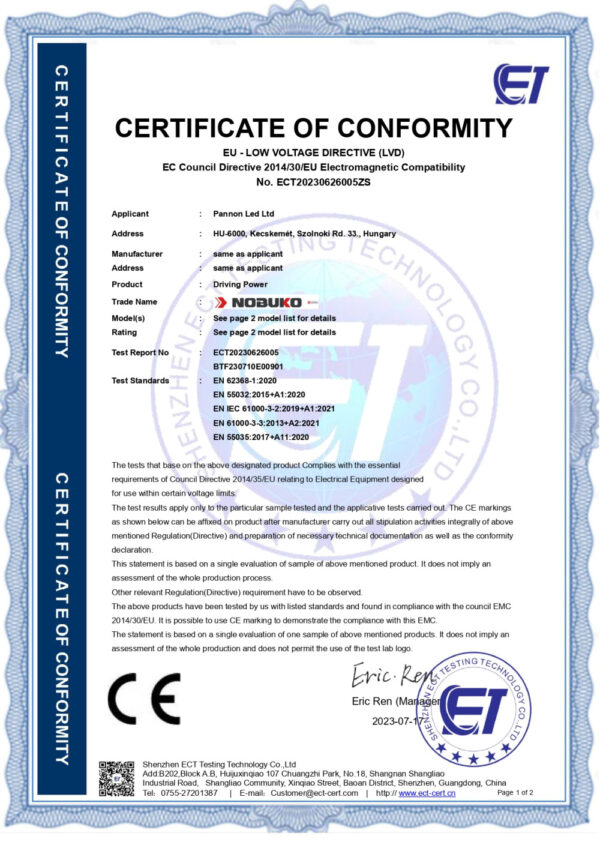 NOBUKO B Series 24V 200W IP67 Kültéri Led Tápegység