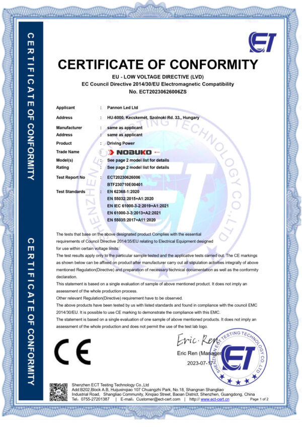 NOBUKO B Series 24V 400W IP67 Kültéri Led Tápegység