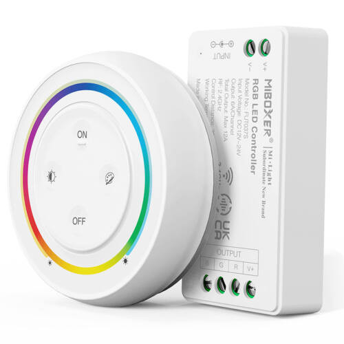 MiBoxer RGB Smart LED Vezérlõ DC12-24V 12A Fehér Touch Mágneses Fali Távirányítóval és Fali Tartóval