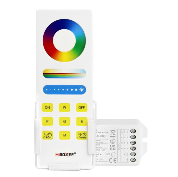 MiBoxer 3in1 RGB/RGBW/RGB+CCT Smart LED Vezérlõ DC12-24V 15A Fehér Touch Távirányítóval és Fali Tartóval