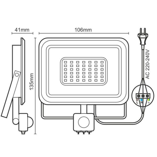 LED reflektor + PIR 10W / 4000K - LF0021S