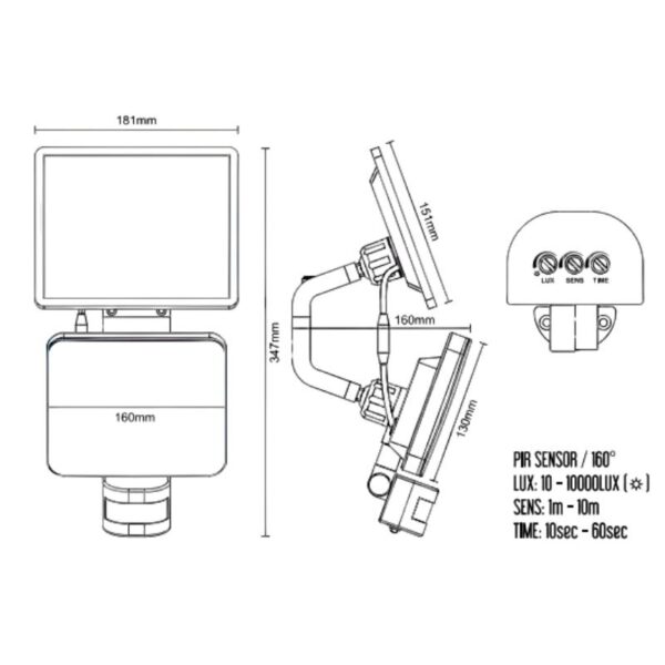 LED napelemes lámpa érzékelõvel 12W / 3000K - 4100K - 6500K - LS022