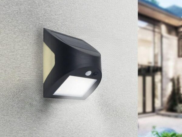 LED fekete fali napelemes lámpa 3W / 3000K / 4000K - LS025