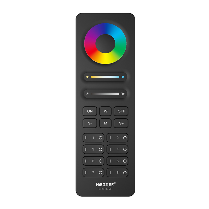 8 Zónás RGB+CCT távirányító fekete FUTC8